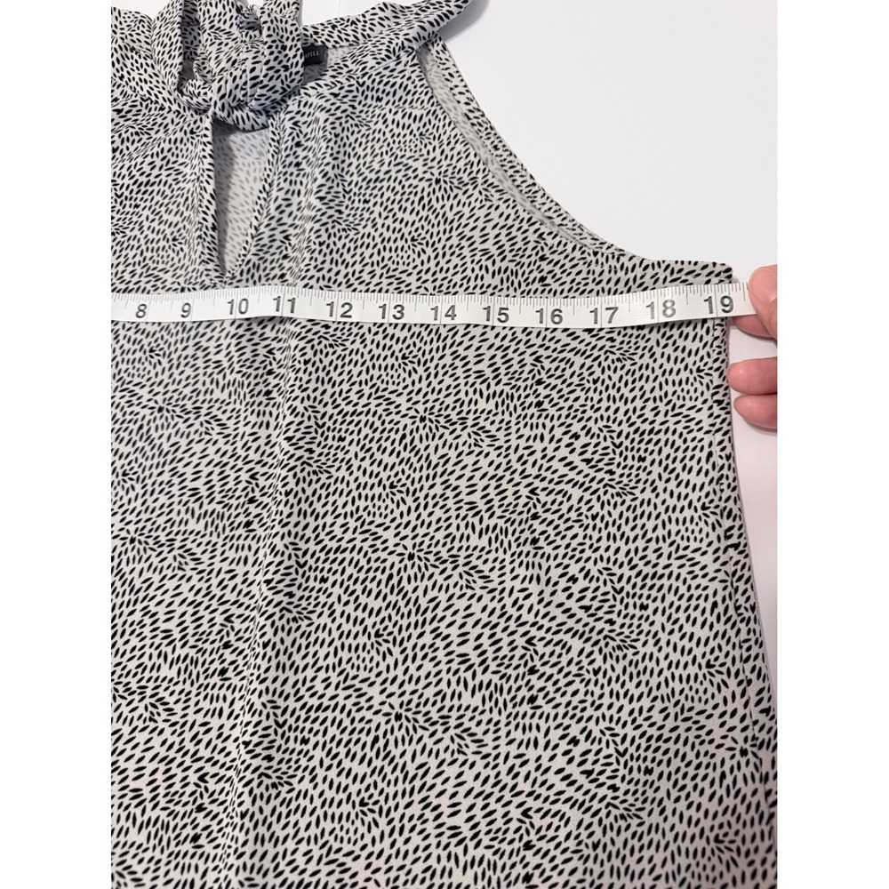Adrianna Papell Halter Top Womens Medium Black White Excellent Tie Neck Blouse - Picture 6 of 6